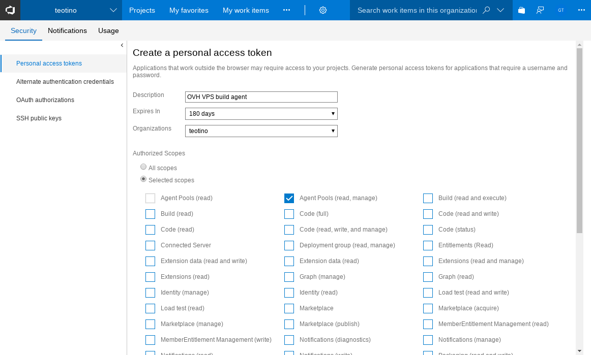 Personal access token